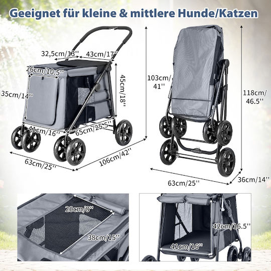 Costway Αδιάβροχη Τσάντα για Μεταφορά Σκύλου έως 40kg Ροζ