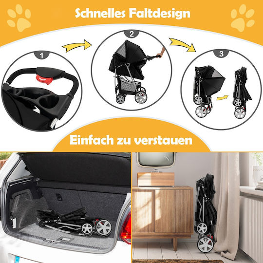 Costway Kinderwagen für Hunde bis 15kg Schwarz