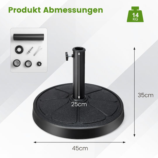 Costway Umbrella Base Water - Sand Metal 38-38mm Round Black