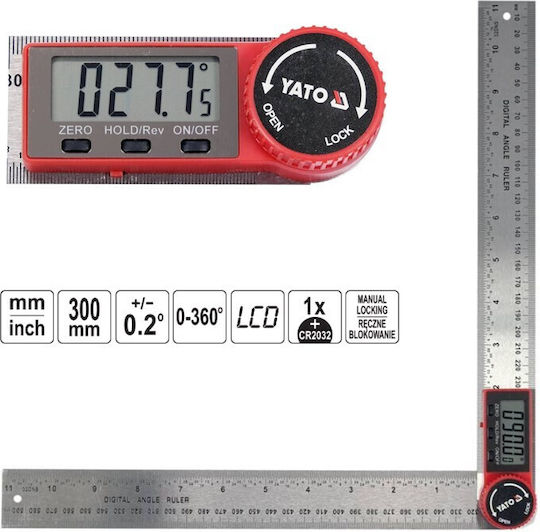 Yato Digital Winkelmesser Zimmerleute Metallisch Länge 30cm mit Winkelmesser
