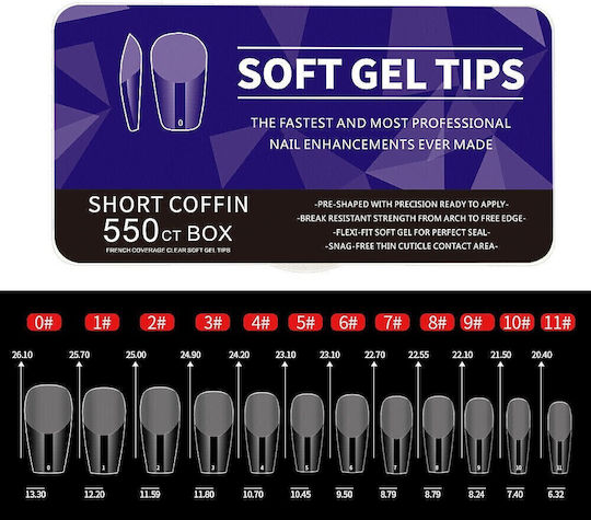 Short Coffin Soft Gel Nagelspitzen Transparent COSMO-12059