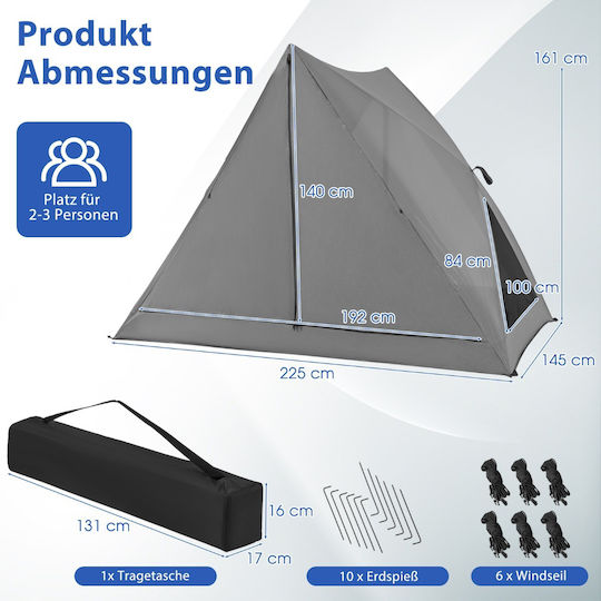 Costway Camping Tent Transparent for 3 People 225x145x161cm