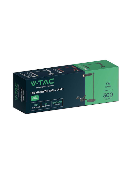V-TAC Επαναφορτιζόμενο LED Φωτιστικό Γραφείου σε Μαύρο Χρώμα