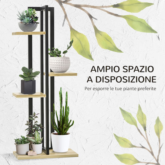 Outsunny Ραφιέρα Γλάστρας Ξύλινη Μαύρη 45x25x110εκ.