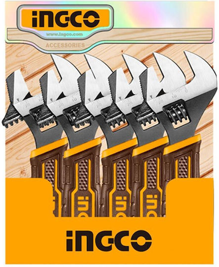 Ingco Γαλλικό Κλειδί Μήκους 156mm με Άνοιγμα Σιαγόνων έως 24mm και Αντιολισθητική Λαβή