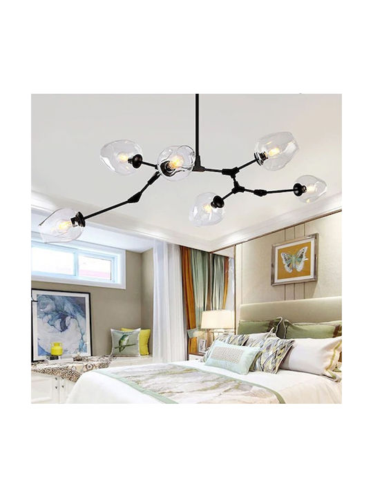 Glass Ball Pendant Light 7 Arms App505-7c Black