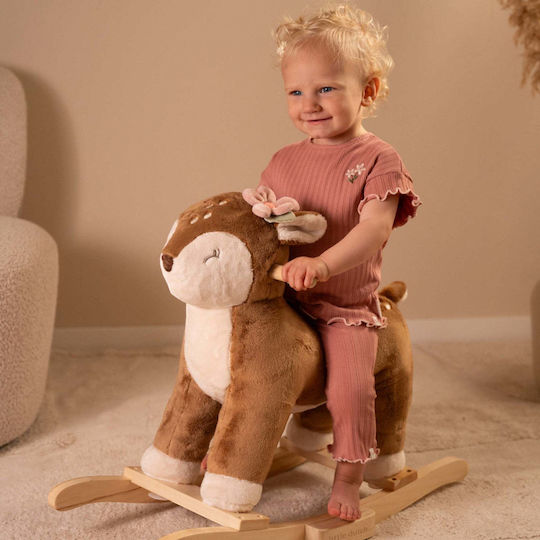 Little Dutch Fairy Garden Wooden Rocking Toy Deer for 18+ months Brown