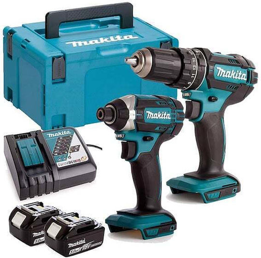 Makita Set Impact Drill Driver & Impact Screwdriver 18V with 2 Batteries 5Ah and Case