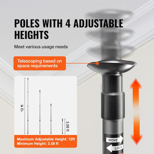 Vevor Dust Barrier Poles 12-Foot Dust Barrier System 4 Telescopic Poles Magnetic Zipper Carrying Bag Plastic Sheeting 32.8x13.12 Feet Interior Decoration Painting