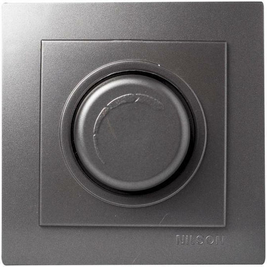 Nilson Recessed Dimmer Switch with Frame Classic Rotary 300W in Gray Color
