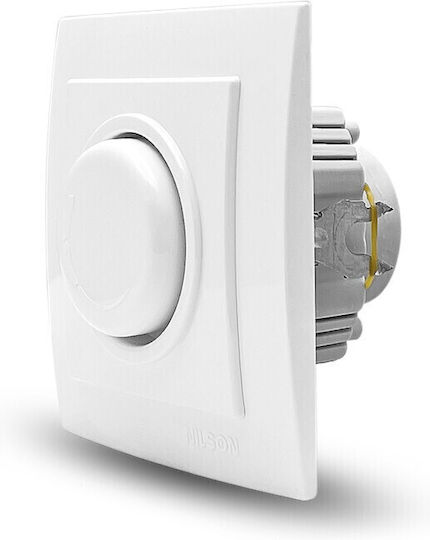 Geyer Comutator Cu Variator Încastrat Cu Rama Clasic Rotativ 300W În Culoare Albă