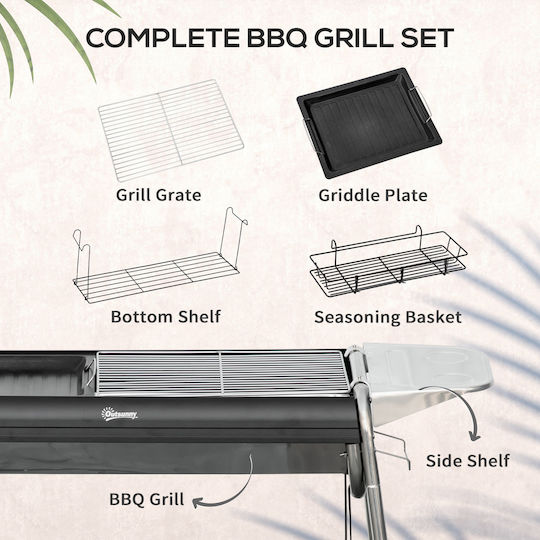 Outsunny Grill Holzkohlegrill 96cmx72cm