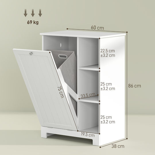 HomCom Ντουλάπι Μπάνιου Πλυντηρίου 60x38x86cm Λευκό