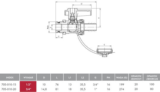 KFA Βάνα / Διακόπτης 1/2" με Ρακόρ
