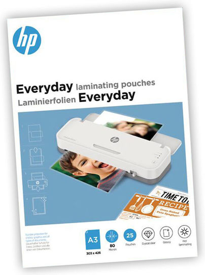 HP Everyday 9152 A3 Laminating Sheets Glossy A3 80 Microns 25 Pieces