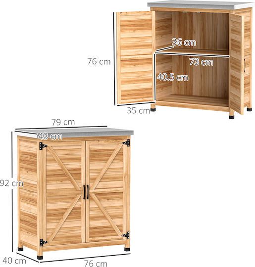 Δίφυλλη Ντουλάπα Ξύλινη με 1 Ράφι 79x43x92εκ.