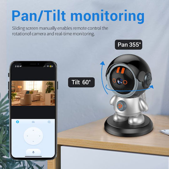 Escam Κρυφή Κάμερα WiFi Ρομπότ 3MP με Υποδοχή για Κάρτα Μνήμης