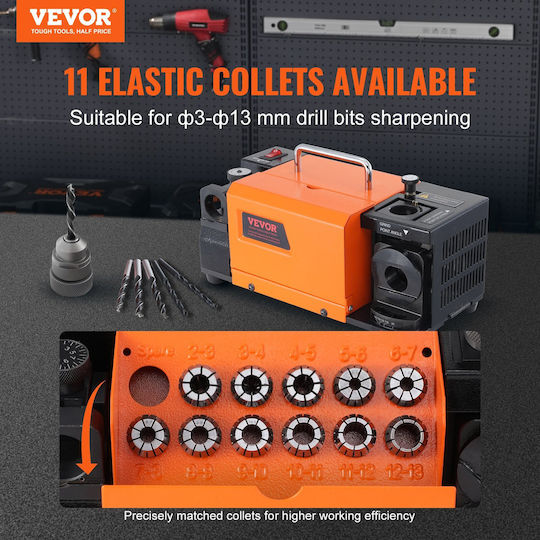 Drill Bit Sharpener Diameter 3-13 Mm Adjustable Point Angle 95° 135° Power 120 W