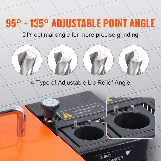 Drill Bit Sharpener Diameter 3-13 Mm Adjustable Point Angle 95° 135° Power 120 W