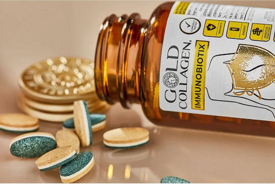 Gold Collagen Immunobiotix με Βιταμίνη C 1 ταμπλέτες 30 κάψουλες Natural