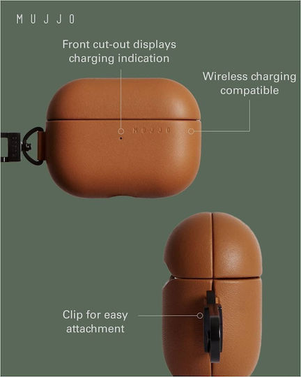 Mujjo Калъф Кожа в Кафяв цвят за Apple AirPods Pro 2