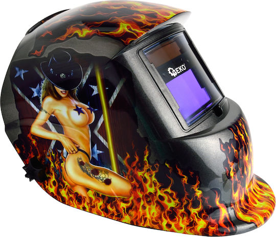 Geko Mască Electronică de Sudură cu Câmp Vizual 90x9mm Multicoloră
