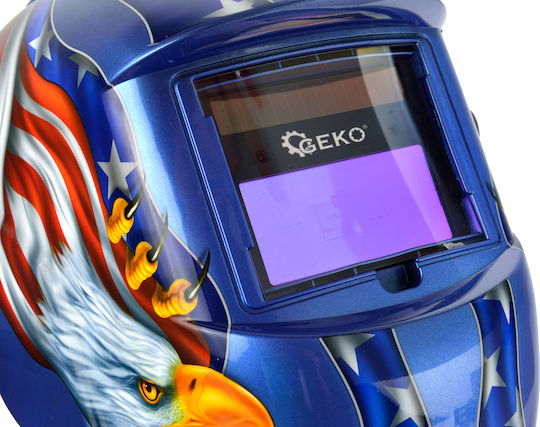 Geko Electronic Welding Helmet Optical Field 92.5x42.5mm Blue