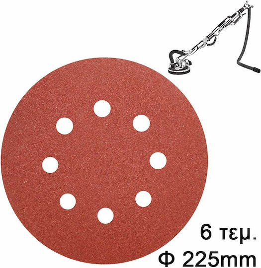 Ingco Orbital Sander Sanding Sheet K120 / K150 / K180 / K240 / K60 / K80 with 8 Holes 225x225mm Set 6pcs with Velcro