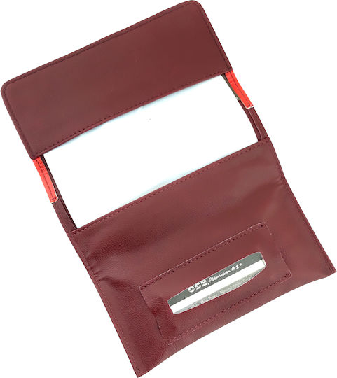 Pera Leather Tobacco Pouch With Snap Closure DARK RED