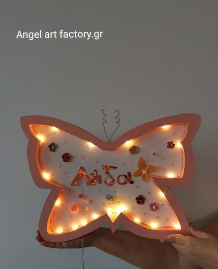 Children's Wooden Wall Light "Butterfly Flower" Name