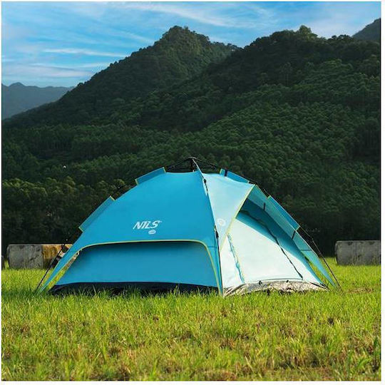 Nils Nils Camp Shadow Camping Tent Igloo Blue with Double Cloth 4 Seasons for 3 People 200x200x140cm