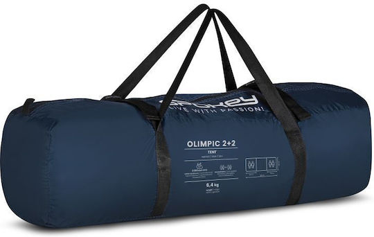 Spokey 2+2 vier Personen Campingzelt Tunnel Blau 3 Jahreszeiten für 4 Personen