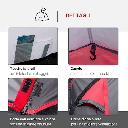 Outsunny Cort De Camping Automat Tunel Gri Pentru 2 Persoane 426x206x154cm