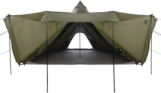 vidaXL Tipi Campingzelt Khaki für 6 Personen 486x486x280cm