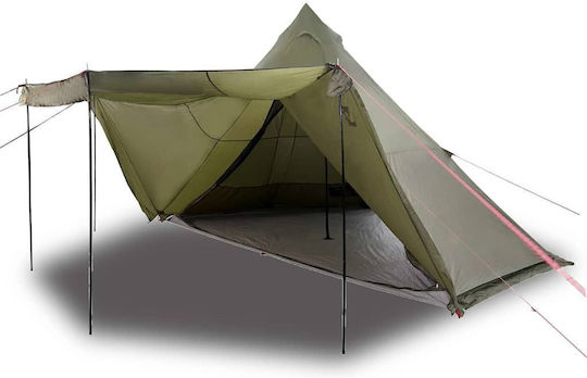vidaXL Tipi Campingzelt Khaki für 6 Personen 486x486x280cm