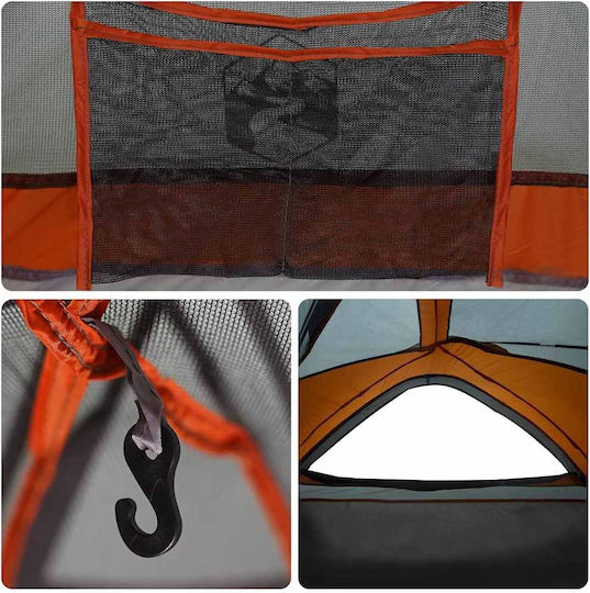 vidaXL Camping Tent Igloo Grey with Double Cloth for 1 Person 213x84x100cm