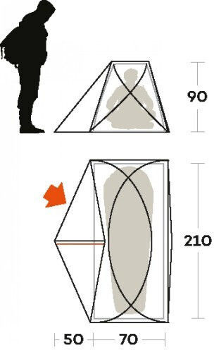 Ferrino Tent Solo Camping Tent Igloo Orange with Double Cloth 4 Seasons for 1 Person Waterproof 3000mm 210x70x90cm