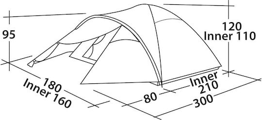 Easy Camp Quasar 300 Camping Tent Igloo Grey with Double Cloth 3 Seasons for 3 People 300x180x120cm Steel Blue