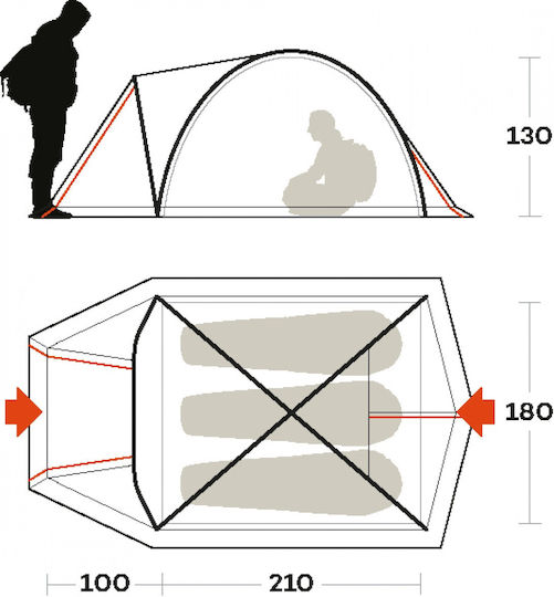Ferrino Tenere 3 Camping Tent Igloo Blue with Double Cloth 3 Seasons for 3 People Waterproof 2000mm 220x180x130cm