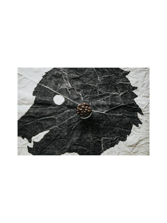 Πίνακας Coffee Beans On Abstract Leaf Art Κόκκοι Καφέ Αφηρημένη Τέχνη Φύλλων 65x40