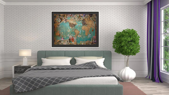 World Map With Global Currencies Παγκόσμιος Χάρτης Με Παγκόσμια Νομίσματα σε Καμβά