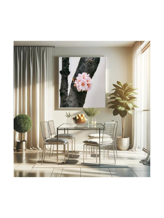 Painting Blossoming Flowers On Tree Bark 100x100