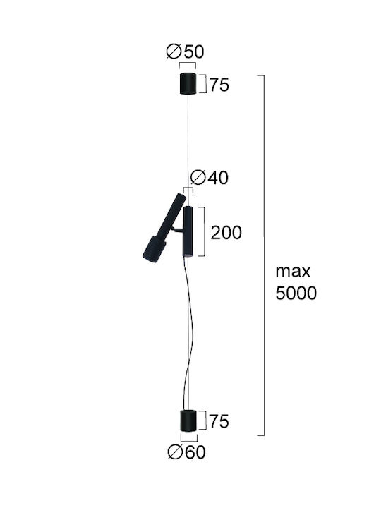 Viokef Martin Martin Floor Lamp H500xW60cm. with Socket for Bulb GU10 Black