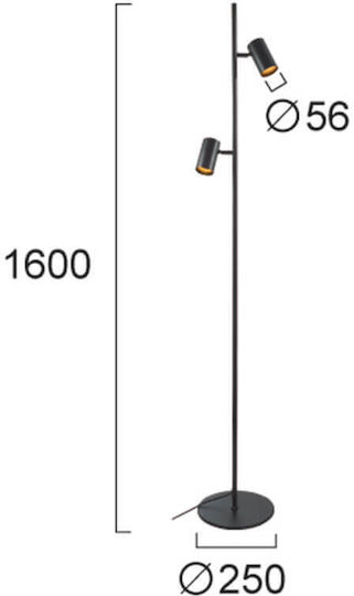 Viokef Lampa de podea Î160xL25cm. cu Soclu pentru Bec GU10 Negru