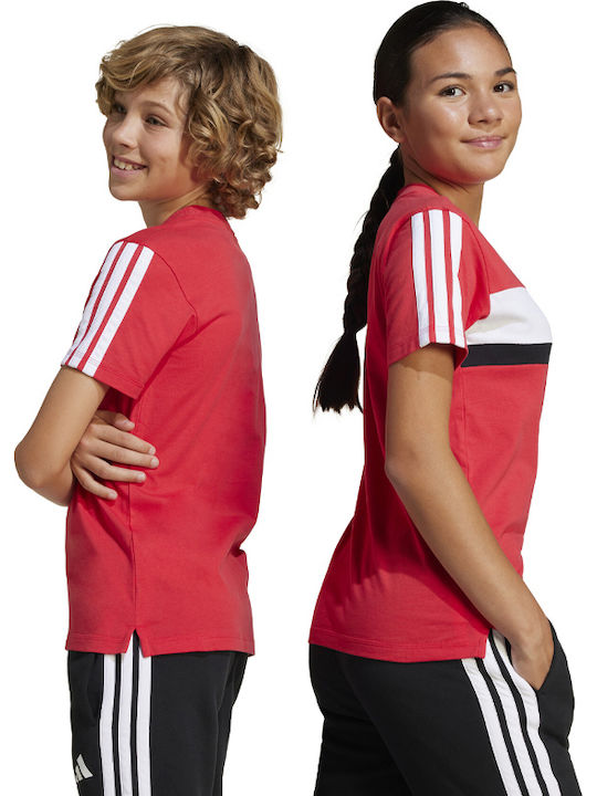 Kids' T-shirt Red Essentials Tiberio 3-Stripes