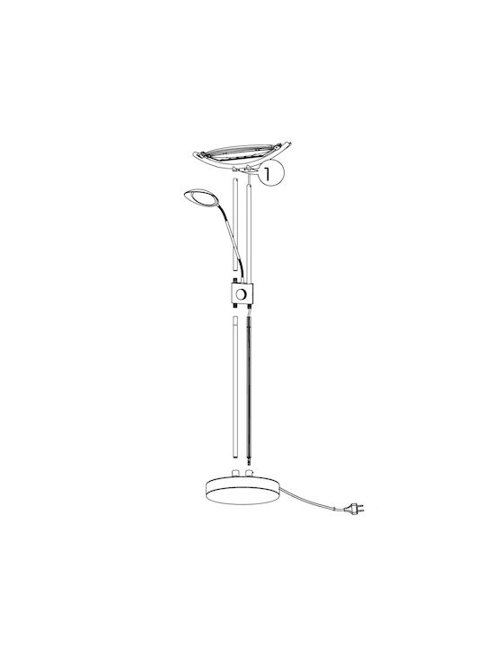 Eglo Baya LED Floor Lamp H180xW25cm. with Warm White Light 1950lm Silver