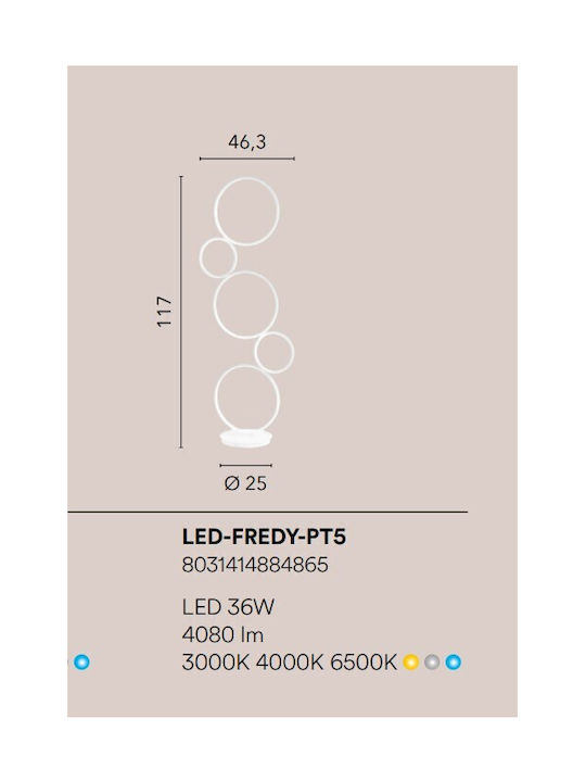 Fan Europe Fredy LED Φωτιστικό Δαπέδου Υ117xΜ46.3εκ. με Ρυθμιζόμενο Λευκό Φως 4080lm Λευκό