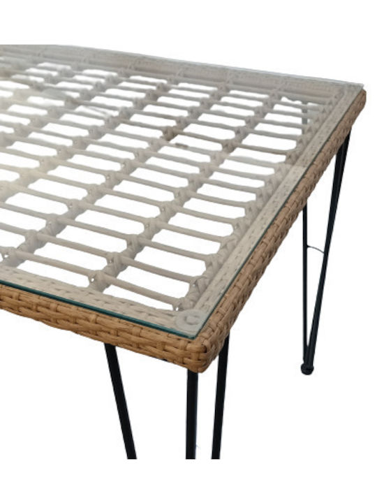 Tisch für kleine Außenbereiche Stabil Leon Natural 80x80x80cm
