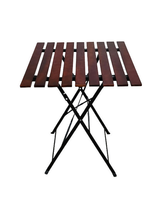 Garden & Terrace Table Foldable from Acacia with Metal Frame Traditional T Wood Metal with Wood 70x70x60cm