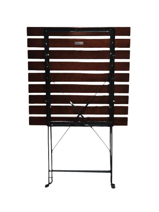 Garden & Terrace Table Foldable from Acacia with Metal Frame Traditional T Wood Metal with Wood 70x70x60cm